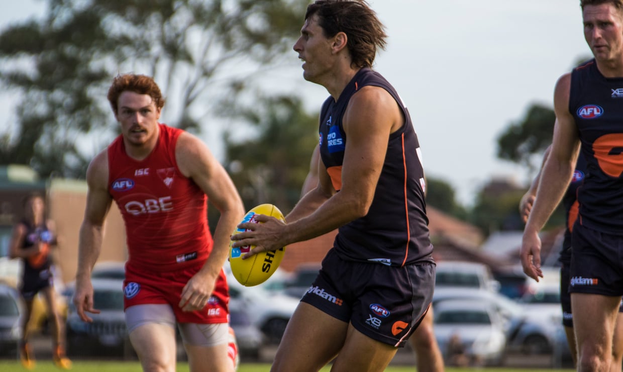 GRIFF-OUT-SLIDER.jpg Ryan Griffen returned to playing in a NEAFL practice match on Saturday at Tom Wills Oval, playing half of the game against the Swans Reserves. - GWS Giants,NEAFL,AFL,Ryan Griffen
